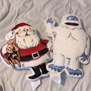 Rudolph the red nose reindeer cartoon Santa and bumble accent pillows Sherpa